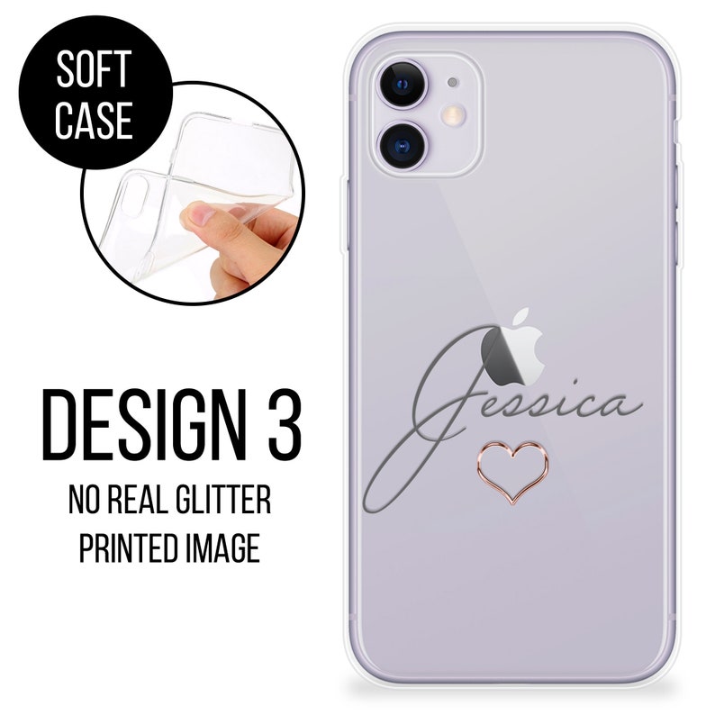 Personalisierte Handyhülle mit individuellem Namen Gold Namen klares Silikon für iPhone 5 5s SE 6 6s Plus 7 8 X Xs max Xr 11 Pro 3. Heart Gold