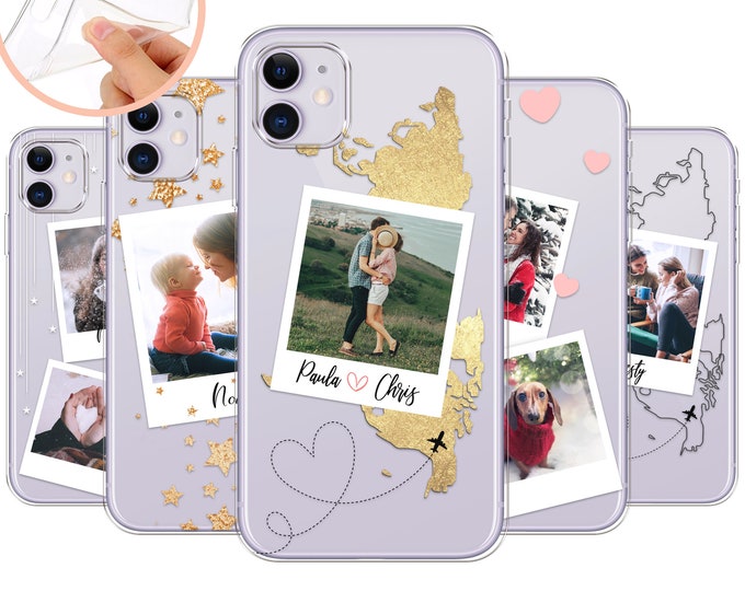 PERSONALISED phone case 16 name silicone single photo collage cover for apple iphone X Xs max Xr 11 Pro Max iPhone 12 Pro MaxFather's Day