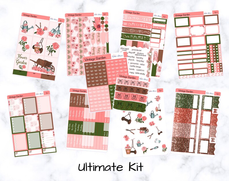 Weekly Planner Sticker Kit Floral Vintage Garden K56 Vertical Erin Condren Life Planner