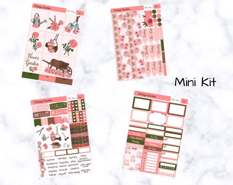 Weekly Planner Sticker Kit Floral Vintage Garden K56 Vertical Erin Condren Life Planner