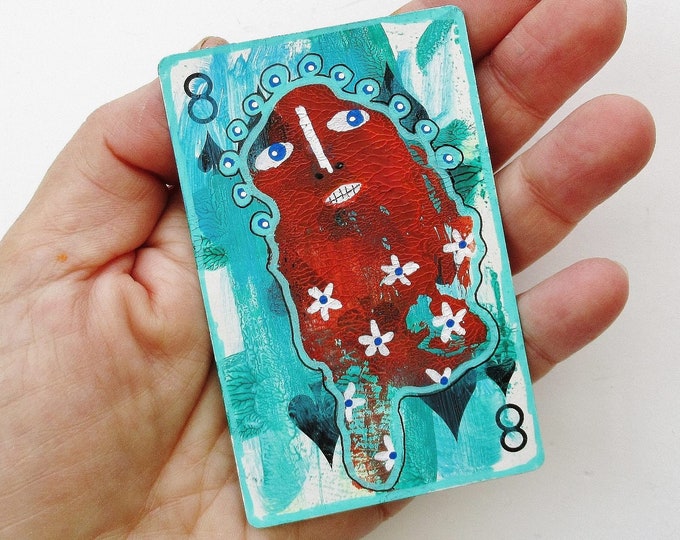 Playing Card Art Outsider Folk Artwork Weird Surreal Primitive Etsy