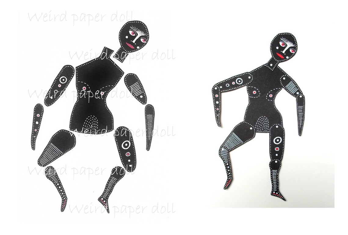 Printable Articulated Paper Doll Weird Quirky Folk Outsider Etsy UK