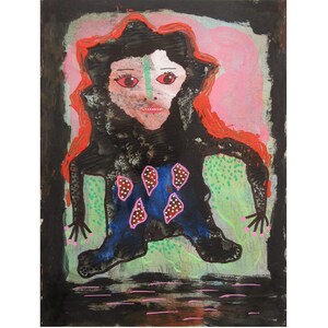 Outsider Art Monster Painting Weird Alternative Lowbrow Artwork 6x8 Inches