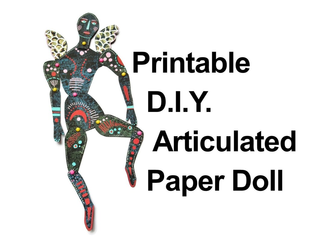 Articulated Paper Doll Jointed Quirky Folk Art Figure Etsy