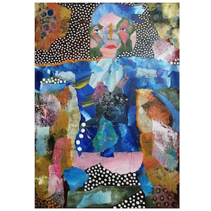 Surreal Figure Painting In Mixed Media Outsider Art Brut Weird Figurative Artwork