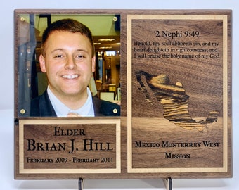 LDS Mormon Missionary Plaque 7x9 Walnut ~ Custom Engraved with Beautiful Exotic Wood Inlay ~ Called to Serve