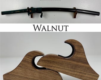 Oak (UNFINISHED) Minimalist Katana Sword Wall Mount ~ Solid Wood