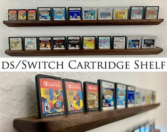 Nintendo DS, 3DS, and Switch Cartridge Display Floating Shelf ~ Displays 10 Game Carts ~ Minimalist Display for Game Collection