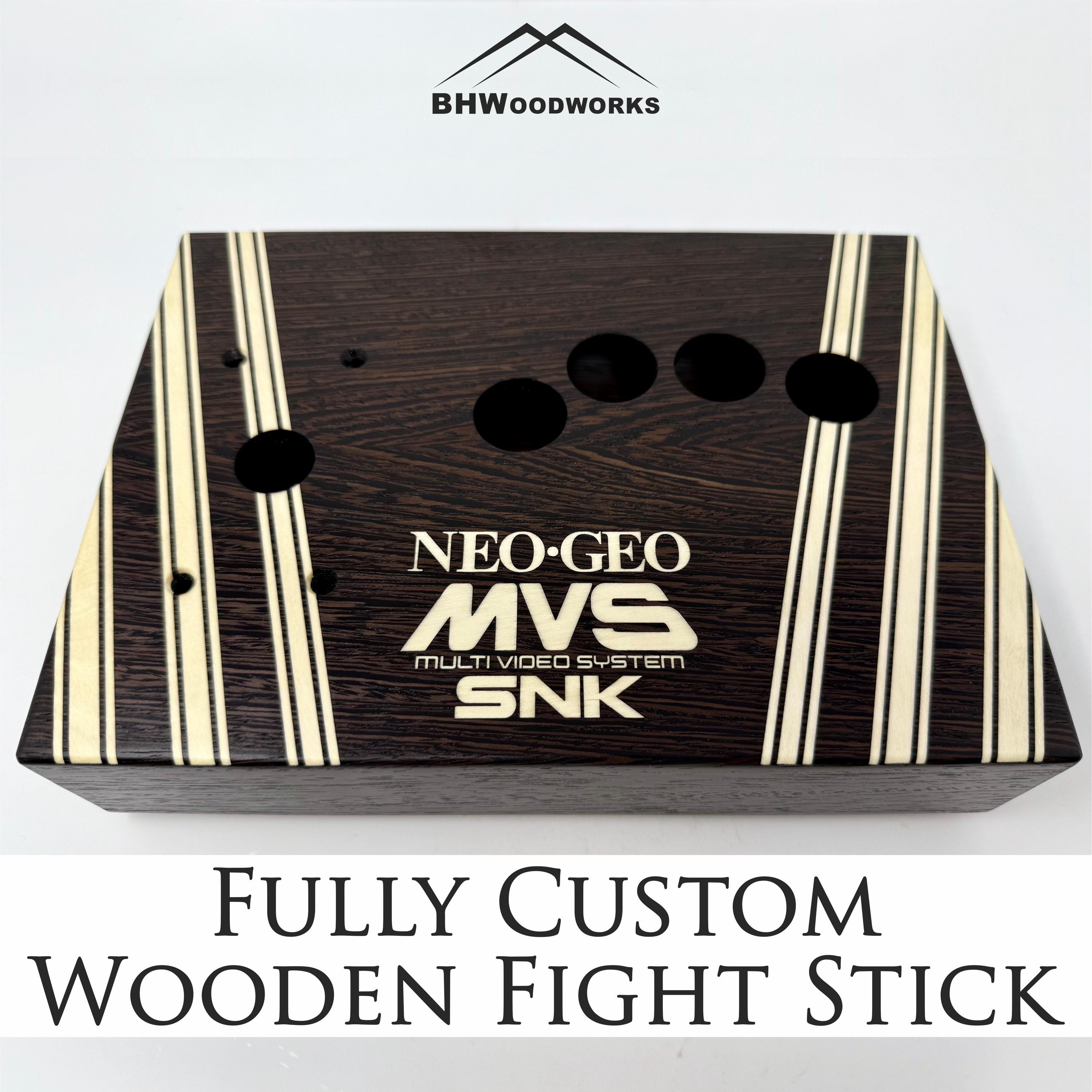 Wooden Arcade Fight Stick, Leverless Hitbox ~ Free Engraving ~ Case Only ~ Customizable, Handmade, Solid Wood Game Controller for PC