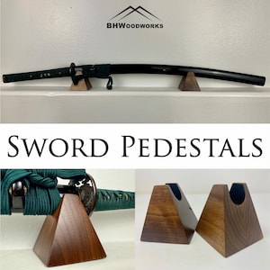 Minimalist Sword Pedestal ~ Solid Wood Katana Display Stand ~ Also For Sabers, Wakizashi, Bokken, or Staffs ~ Adjustable Mount