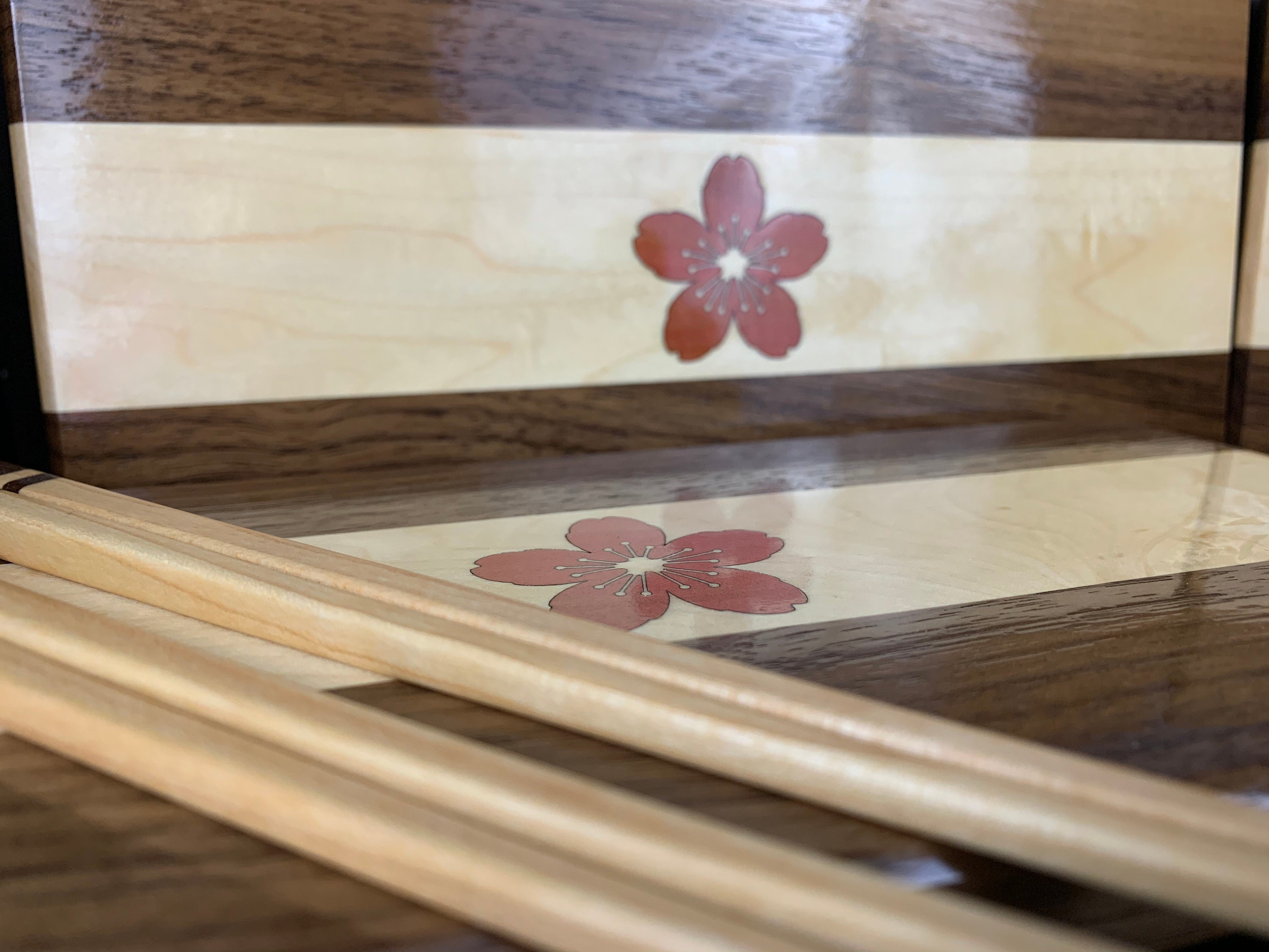 Sushi Plates with Pink Ivory Cherry Blossom Exotic Wood Etsy