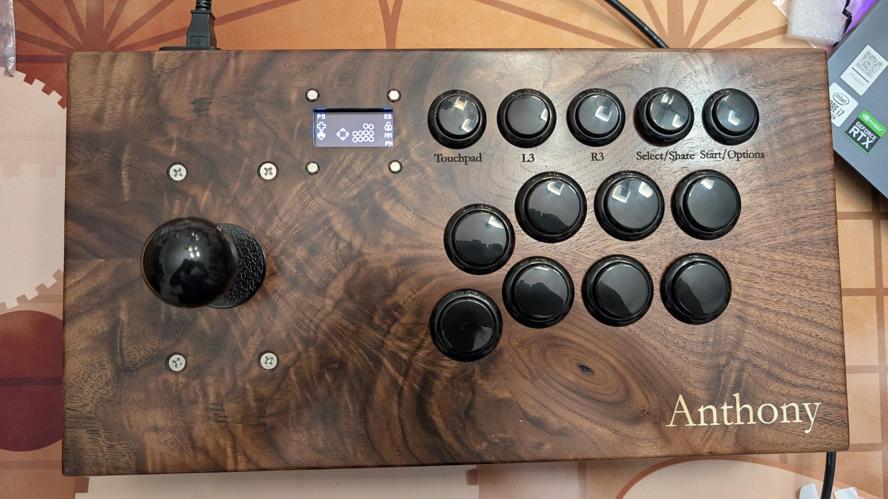 Wooden Arcade Fight Stick, Leverless Hitbox ~ Free Engraving ~ Case ...