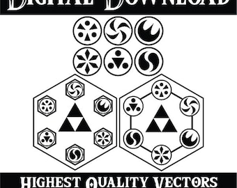 Ocarina of Time Sage Medallion Symbols ~ High Quality Legend of Zelda Vectors ~ Digital Download ~ For Laser Engraving, Cricut, CNC, etc.