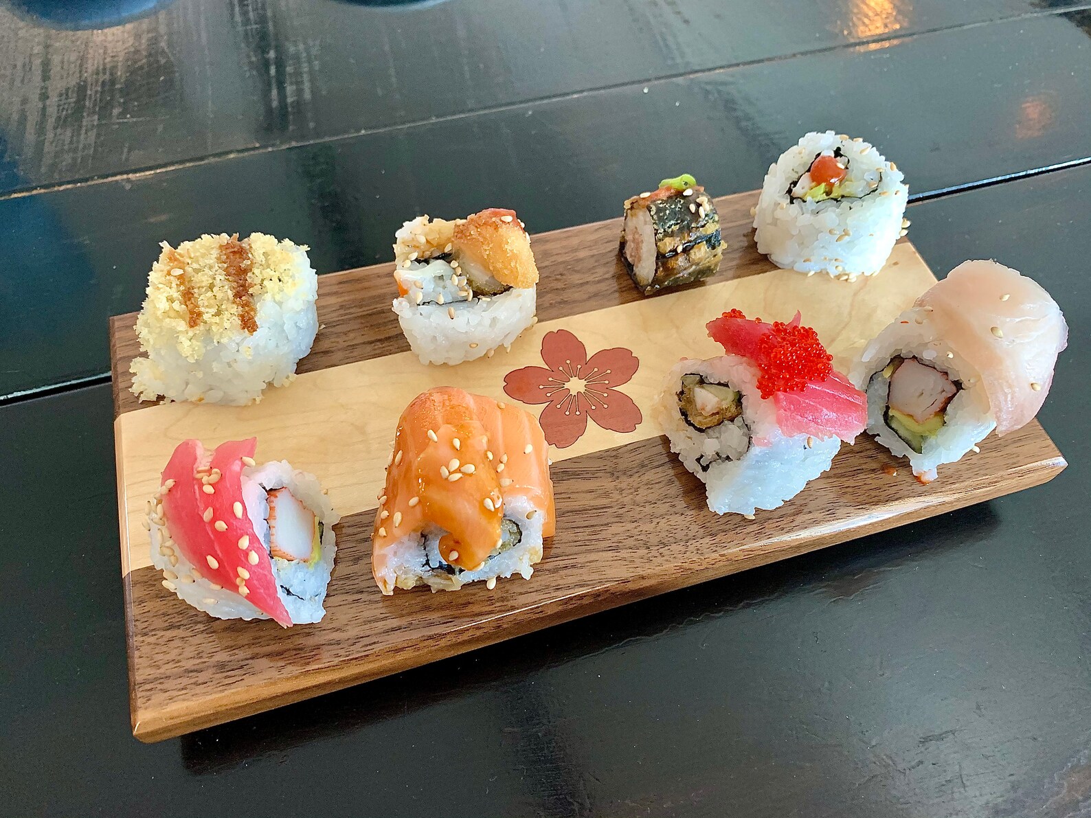 Sushi Plates With Pink Ivory Cherry Blossom Exotic Wood Etsy