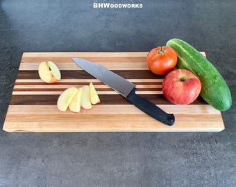 Long Edge Grain Cutting Board ~ Maple, Cherry, Walnut and Jatoba ~ Solid Wood Charcuterie Board ~ Beautiful Kitchen Chopping Block