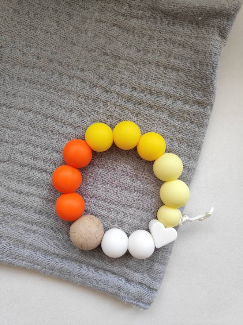 Gender neutral silicone teether. Baby teether rosary. Teething Etsy