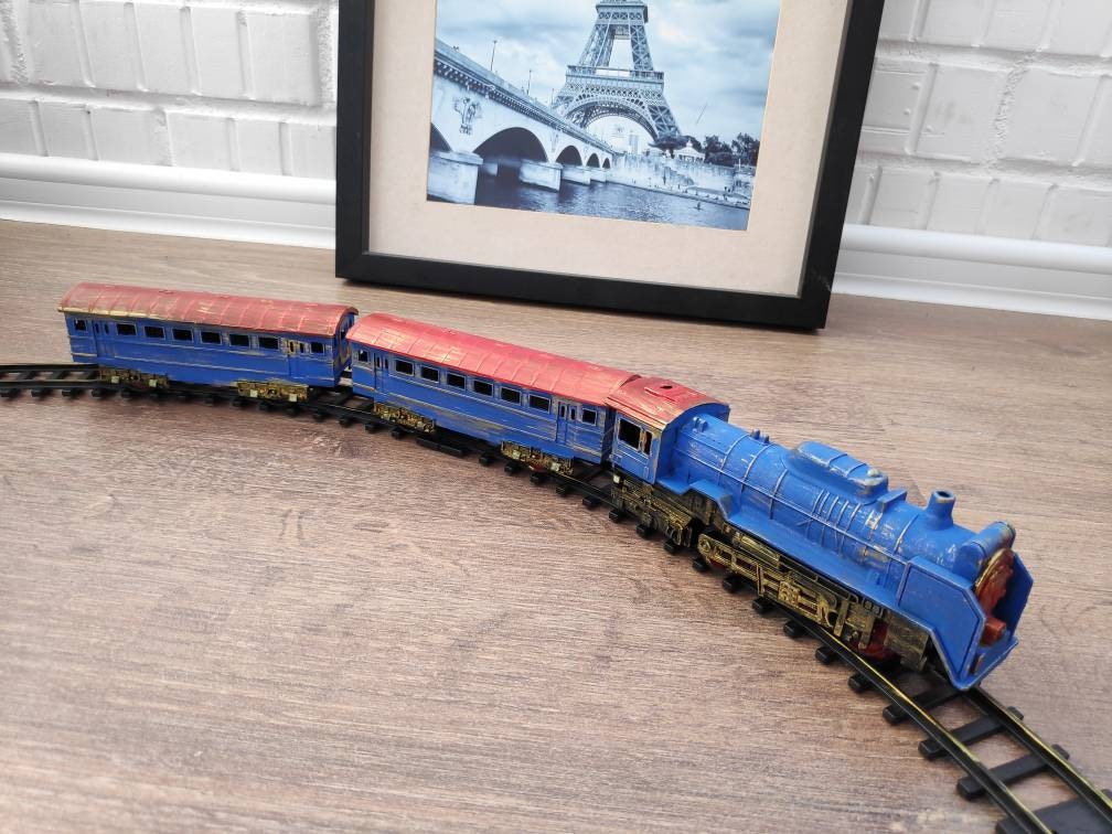 Train set in vintage style. Model trains. Model railroad. Etsy