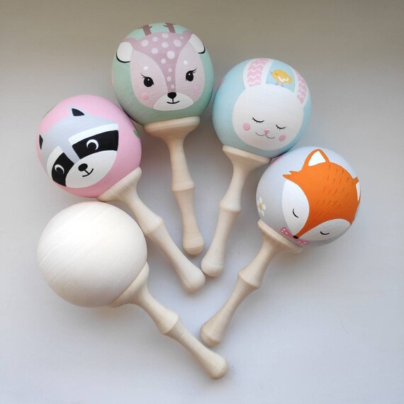 wooden baby maracas rattle