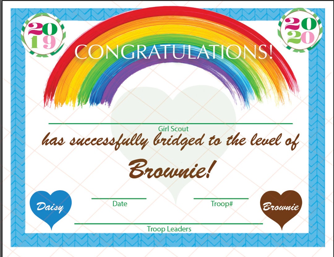 EDITABLE GS Bridging Certificate - Daisy to Brownie 8x10 - Print From ...