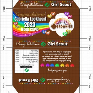 EDITABLE Brownie Girl Scout - Skittles 3.5oz Box Wrapper - Girl Scout Bridging Ceremony