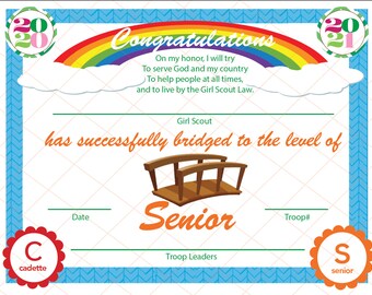 EDITABLE GS Bridging Certificate Senior to Ambassador 8x10 | Etsy