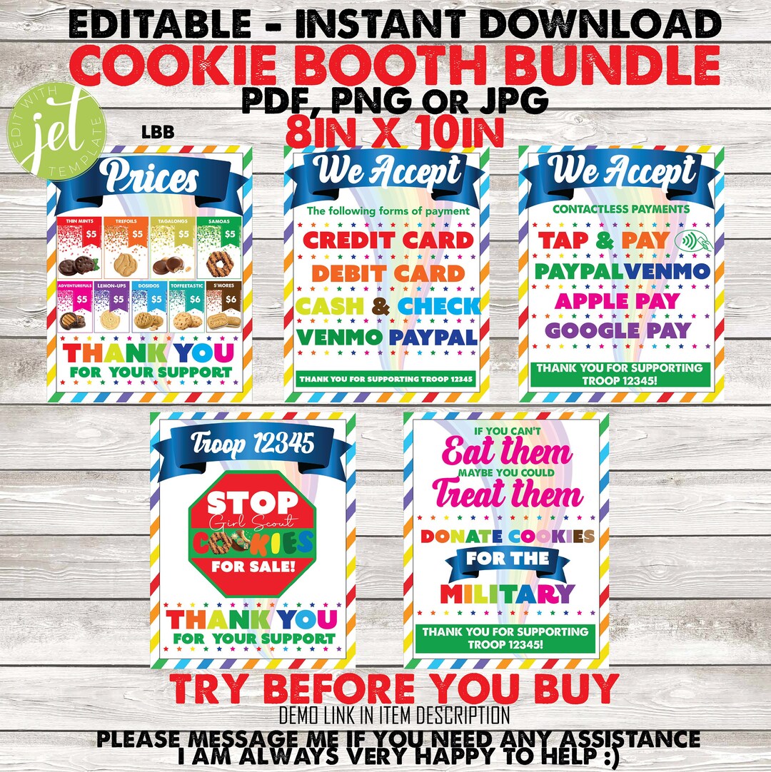 EDITABLE Girl Scout Cookie Booth Printable LBB Price Poster Donation ...