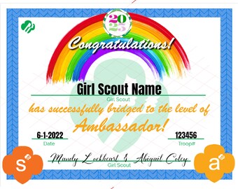 INSTANT DOWNLOAD EDITABLE Girl Scout Bridging Certificate Brownie to ...