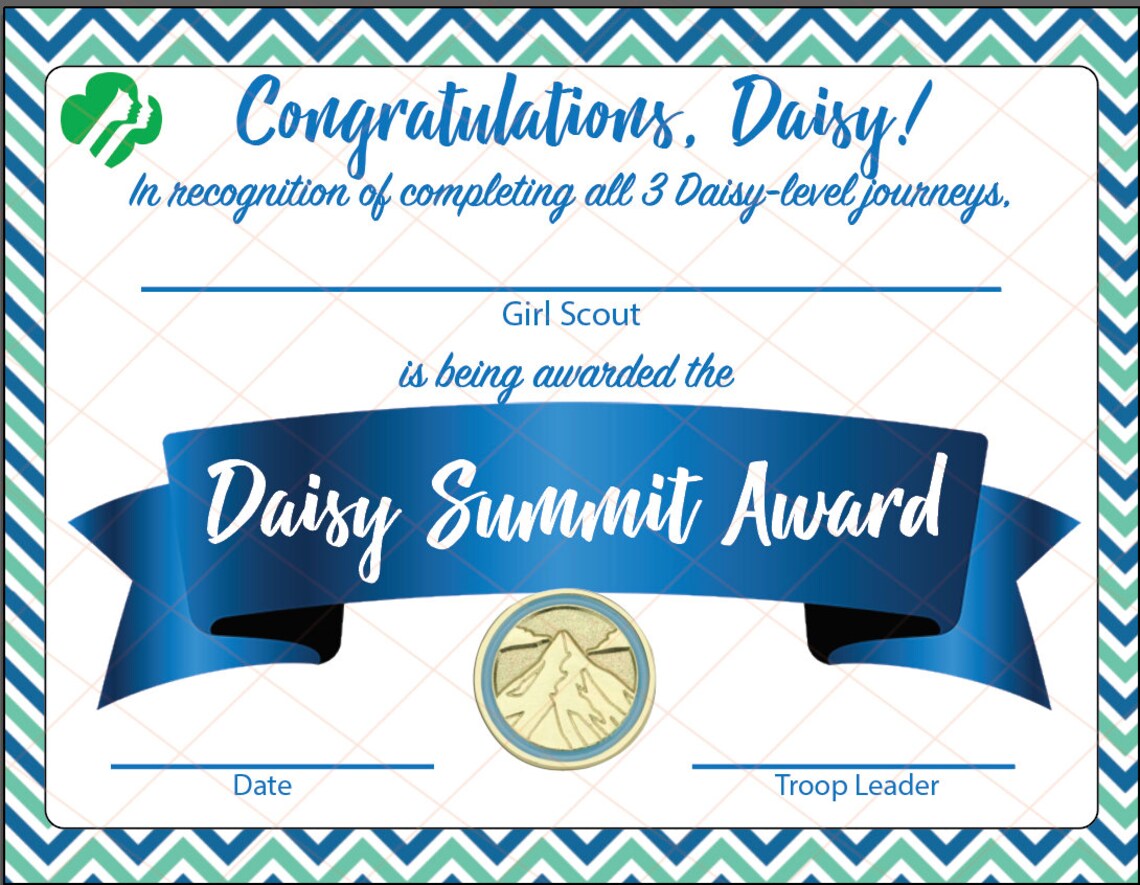 EDITABLE GS Daisy Summit Award Edit & Print from Home Etsy