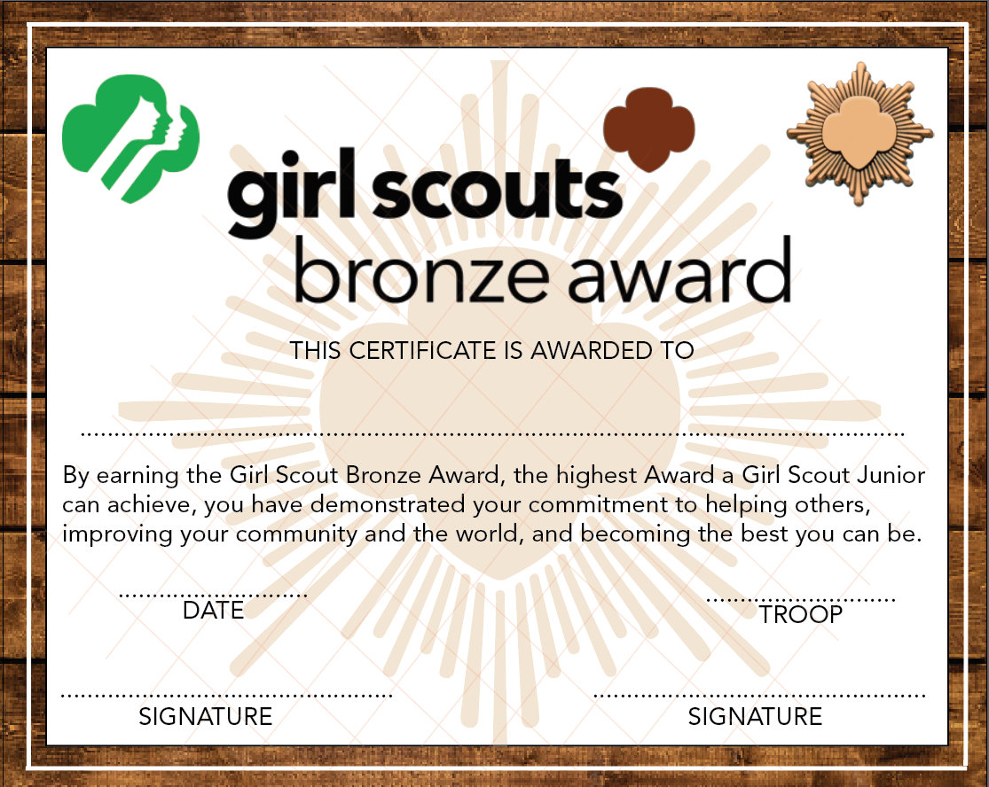 EDITABLE Girl Scout Bronze Award Junior 8x10 Print From Etsy