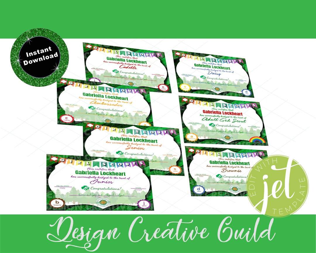 INSTANT DOWNLOAD Editable Bundle GS Bridging Certificates Daisy ...