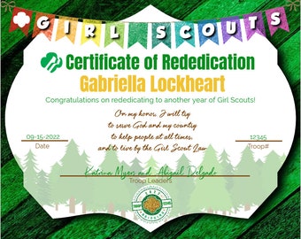 Girl Scout Investiture/rededication Certificate All 6 - Etsy