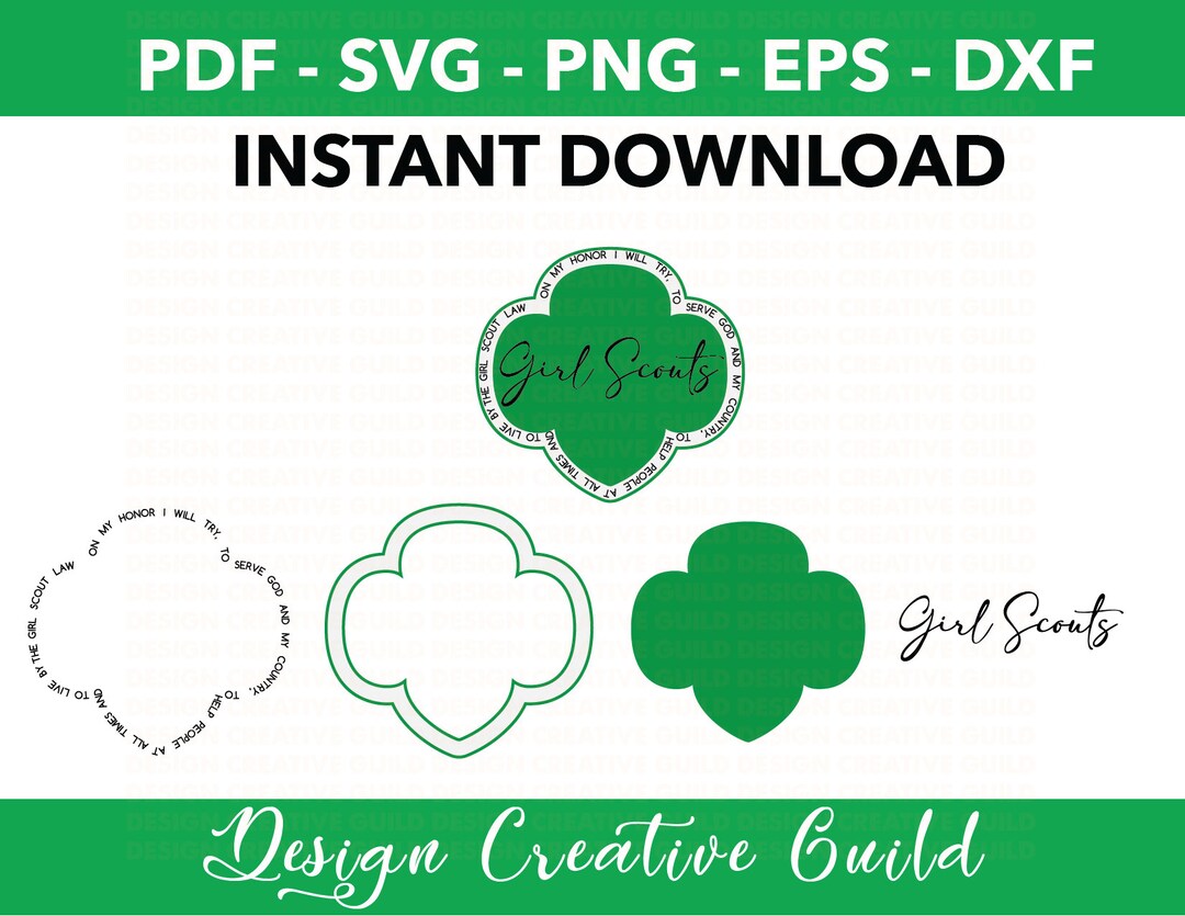 INSTANT DOWNLOAD SVG Trefoil With Girl Scout Promise Text Border Girl ...