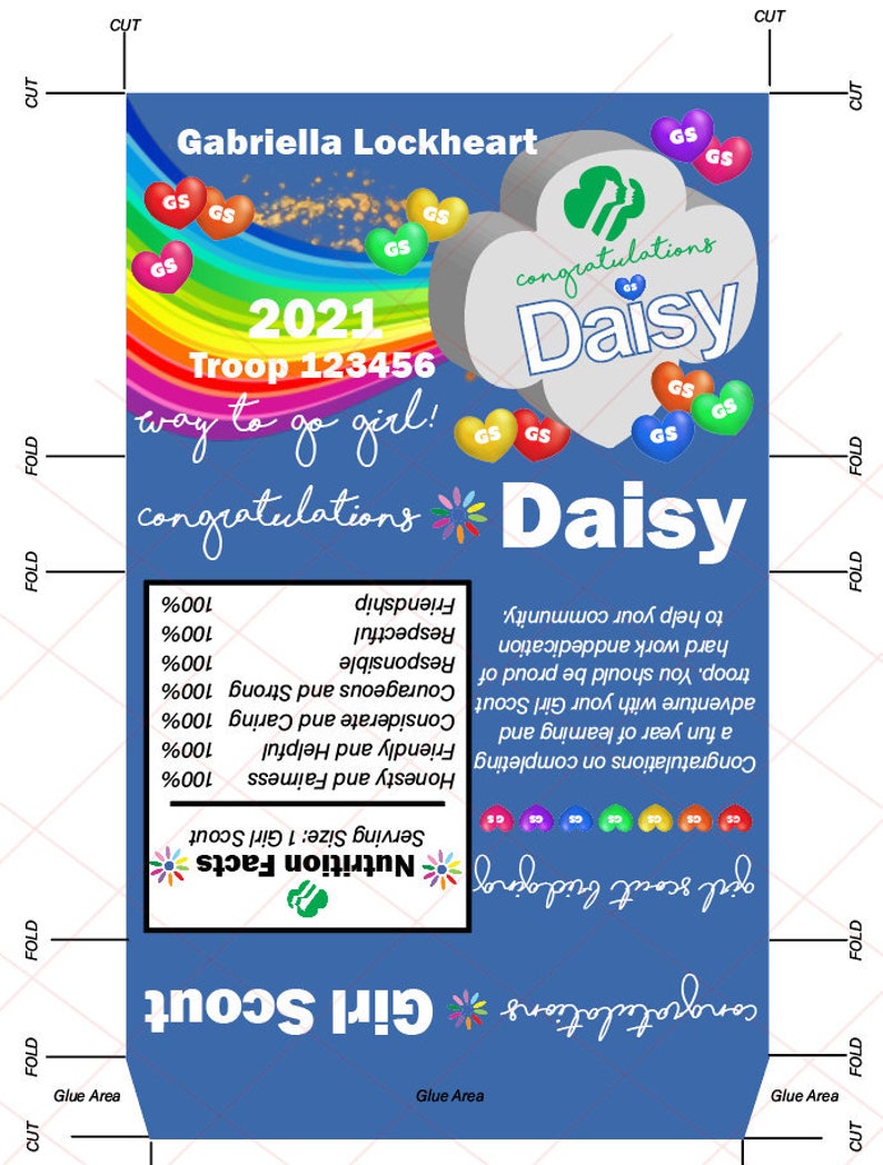 EDITABLE Daisy Girl Scout Skittles 3.5oz Box Wrapper Girl Etsy