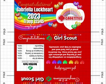 EDITABLE Cadette Girl Scout - Skittles 3.5oz Box Wrapper - Girl Scout Bridging Ceremony - Customize with Jettemplate