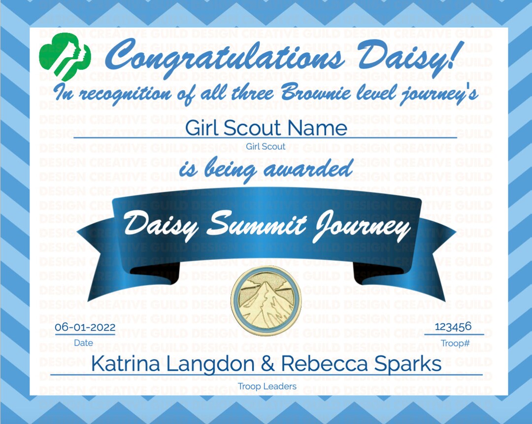 EDITABLE GS Daisy Summit Award Print From Home With Jettemplate Etsy