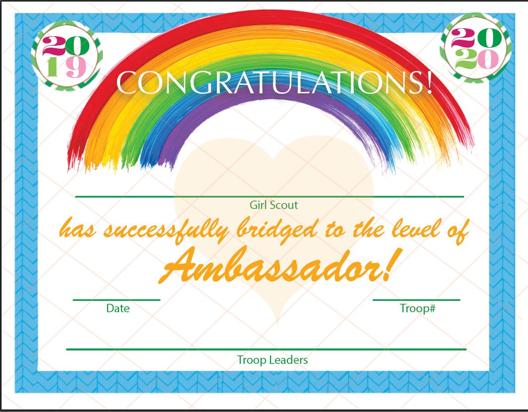 EDITABLE GS Bridging Certificate Senior to Ambassador 8x10 | Etsy