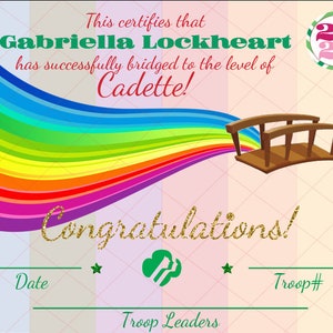 INSTANT DOWNLOAD EDITABLE Girl Scout Bridging Certificate Junior to ...
