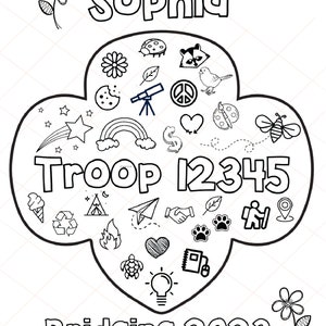 EDITABLE Girl Scout Trefoil Coloring Page - 8x10 - Edit & Print from Home with Jettemplate!