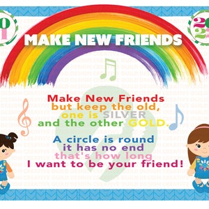 EDITABLE Girl Scout Make New Friends Song - Daisy -  8x10 - Print from Home!