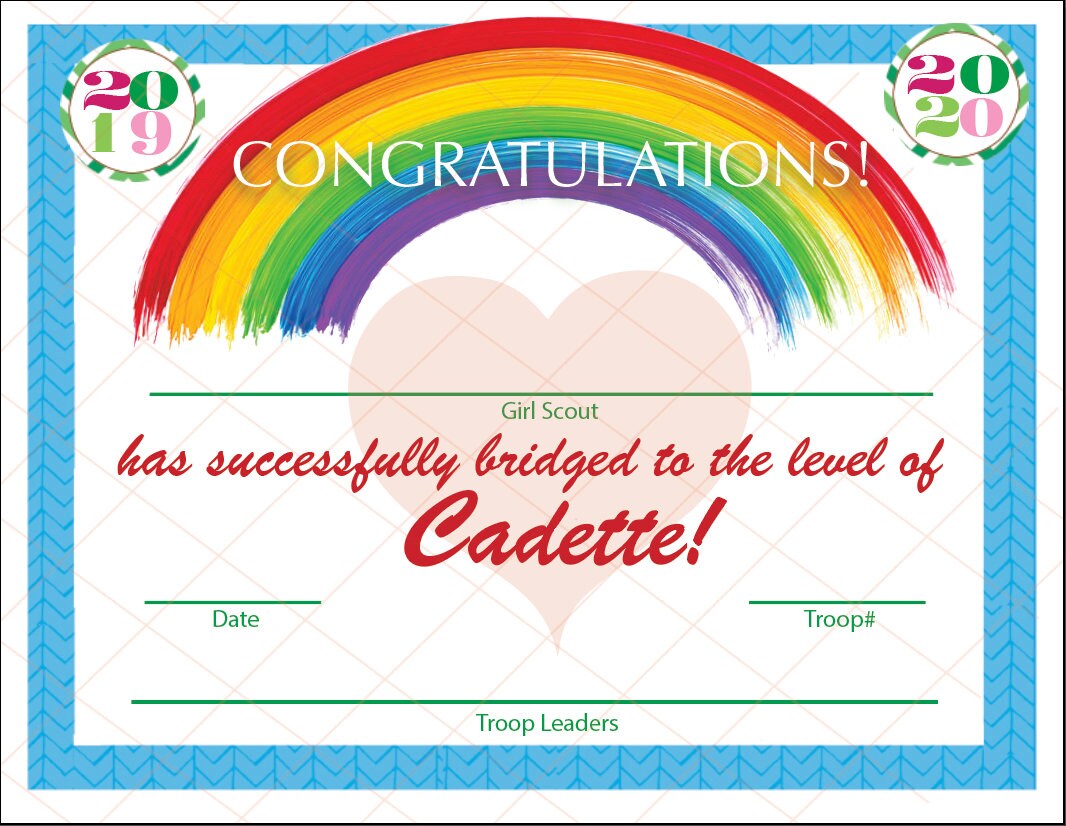EDITABLE GS Bridging Certificate Daisy to Brownie 8x10 | Etsy