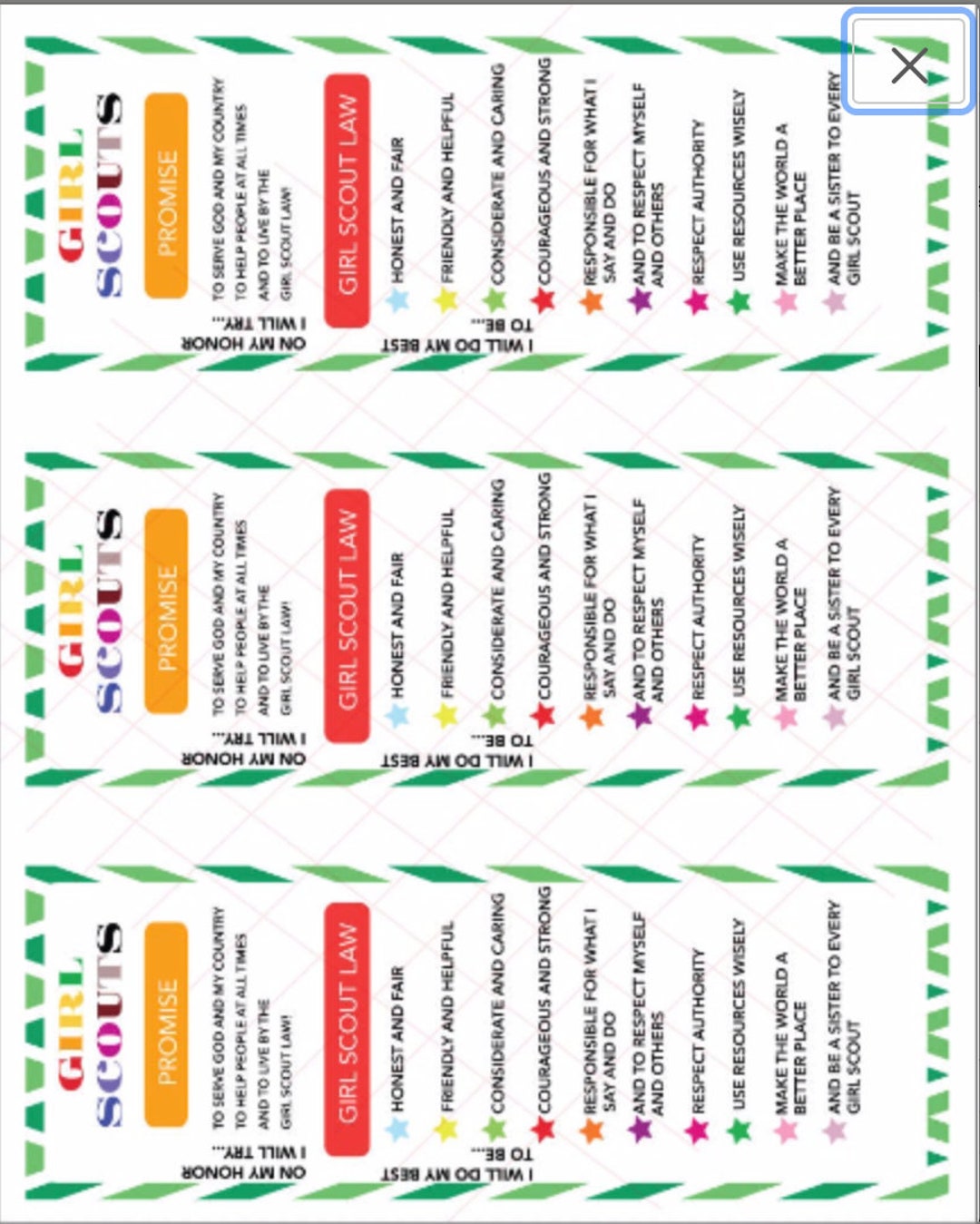 Girl Scout Promise &amp; Law Bookmark - 8x10 PRINTABLE - to Serve My ...