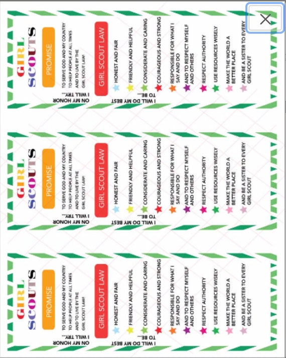 Girl Scout Promise &amp; Law Bookmark 8x10 PRINTABLE to Serve | Etsy