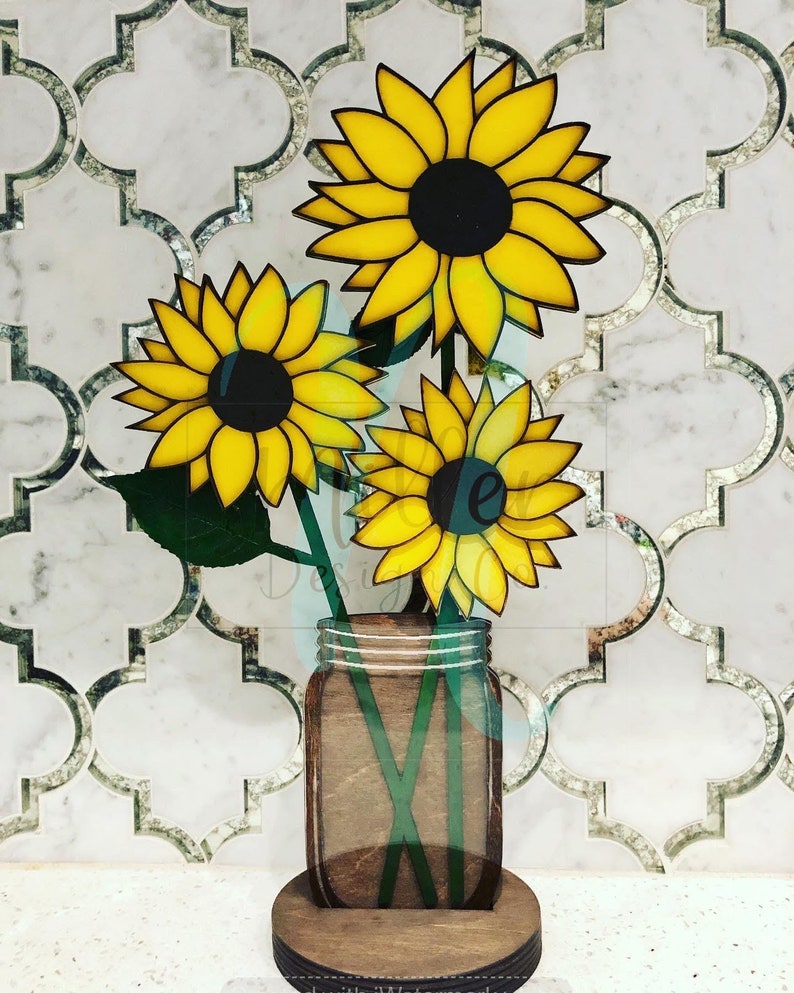 Download Sunflowers and Mason Jar SVG Vector Laser Cut File ...