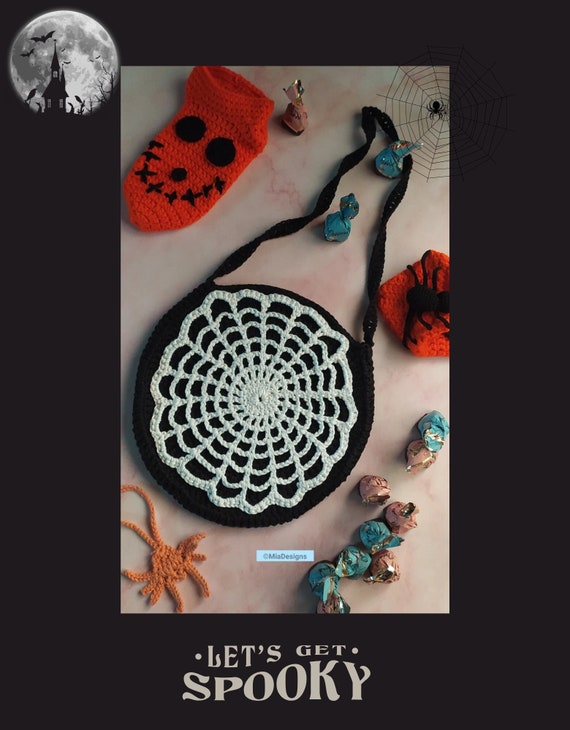 Spooky Spiderweb Crochet Bag Pattern PDF, Halloween Round Bag, Easy Crochet Purse Pattern, Gothic Crochet Accessory DIY