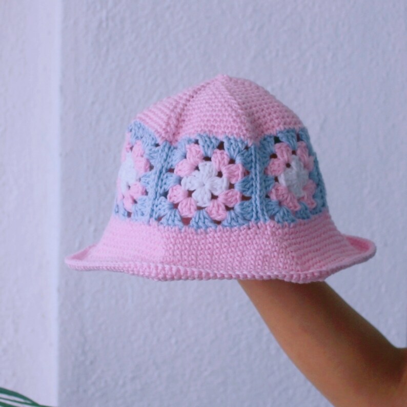 Crochet granny square bucket hat pattern, crochet hat pattern, crochet digital pattern image 4