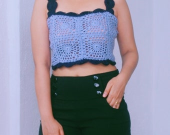 Crochet Granny square crop top pattern - crochet crop top, crochet top, summerwear, beachwear, instant pdf download, digital pattern