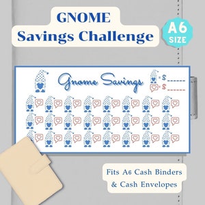 Love Gnome Savings Tracker For A6 Budget Binder | Money Savings Tracker | A6 Cash Binder | Savings Challenge Trackers | Cash Envelopes | PDF