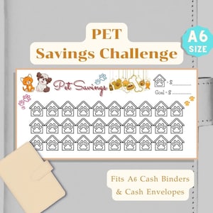 PET Savings Challenge Cards for A6 Binder, A6 Savings Challenge Bundle Fits A6 Cash Envelopes and Budget Binders, Mini Cash Binders