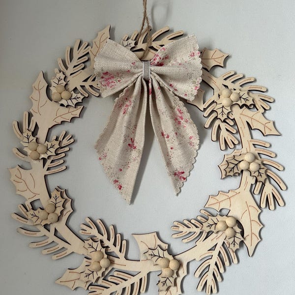 Peony & Sage Rose and Thyme Bow ~ Autumn Wreath Bow ~ Hanging Bow ~ Decorative Bow ~ Door Accessory ~  Country Cottage Christmas Bow