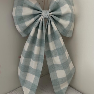 Decorative Gingham Bow ~ Spring / Summer Wreath Bow - Door Accessory ~ Hanging Bow For Walls & Doors ~ Cottage Decor